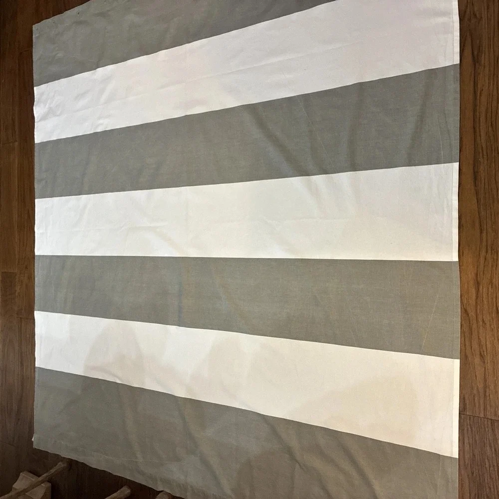 West Elm Shower Curtain 100% Cotton Gray White Large Stripes 70